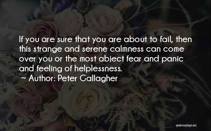 Peter Gallagher Quotes: If You Are Sure That You Are About To Fail, Then This Strange And Serene Calmness Can Come Over You