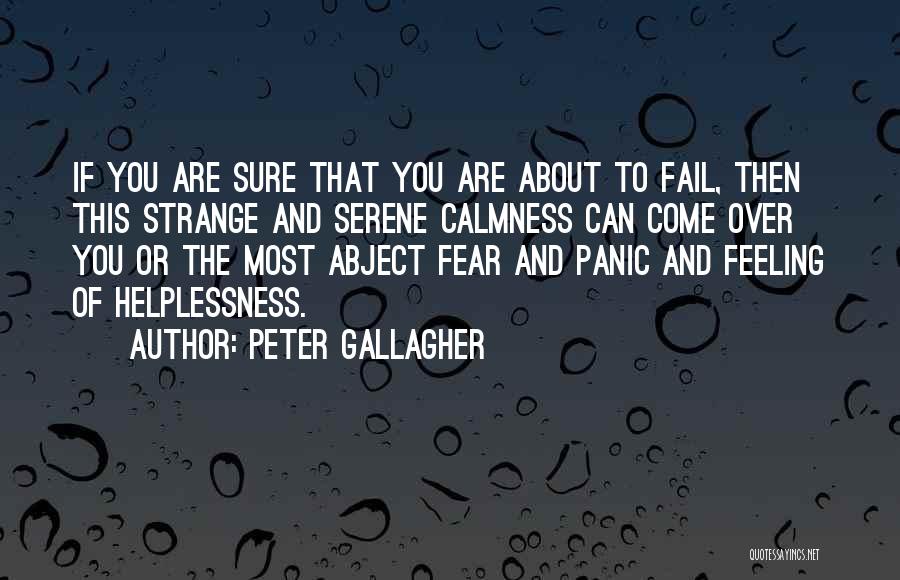 Peter Gallagher Quotes: If You Are Sure That You Are About To Fail, Then This Strange And Serene Calmness Can Come Over You