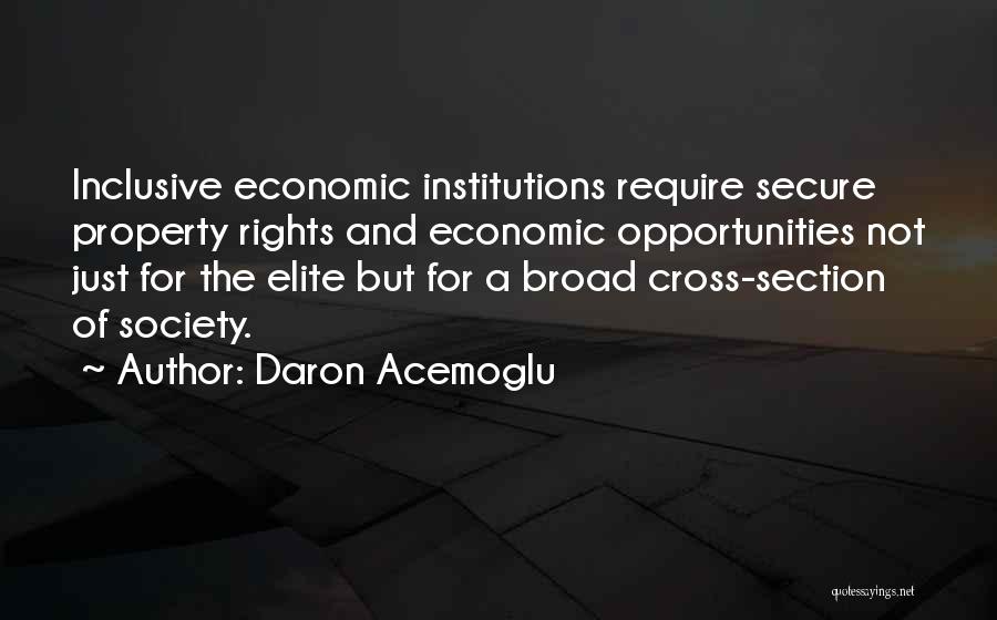 Daron Acemoglu Quotes: Inclusive Economic Institutions Require Secure Property Rights And Economic Opportunities Not Just For The Elite But For A Broad Cross-section