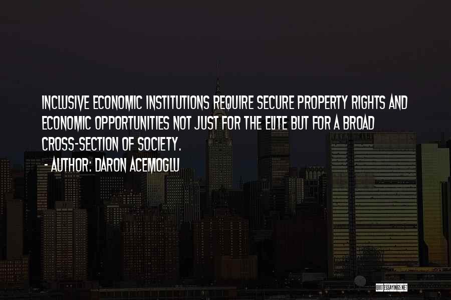 Daron Acemoglu Quotes: Inclusive Economic Institutions Require Secure Property Rights And Economic Opportunities Not Just For The Elite But For A Broad Cross-section