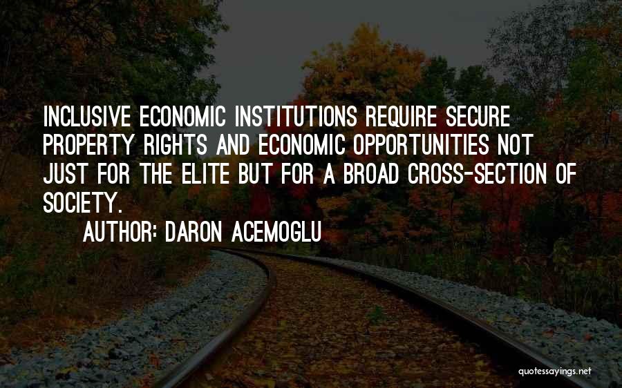 Daron Acemoglu Quotes: Inclusive Economic Institutions Require Secure Property Rights And Economic Opportunities Not Just For The Elite But For A Broad Cross-section