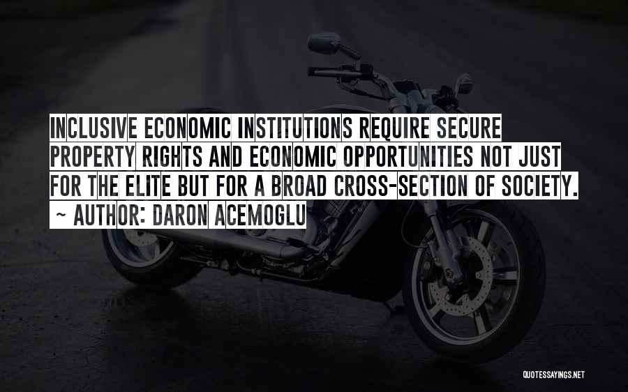Daron Acemoglu Quotes: Inclusive Economic Institutions Require Secure Property Rights And Economic Opportunities Not Just For The Elite But For A Broad Cross-section