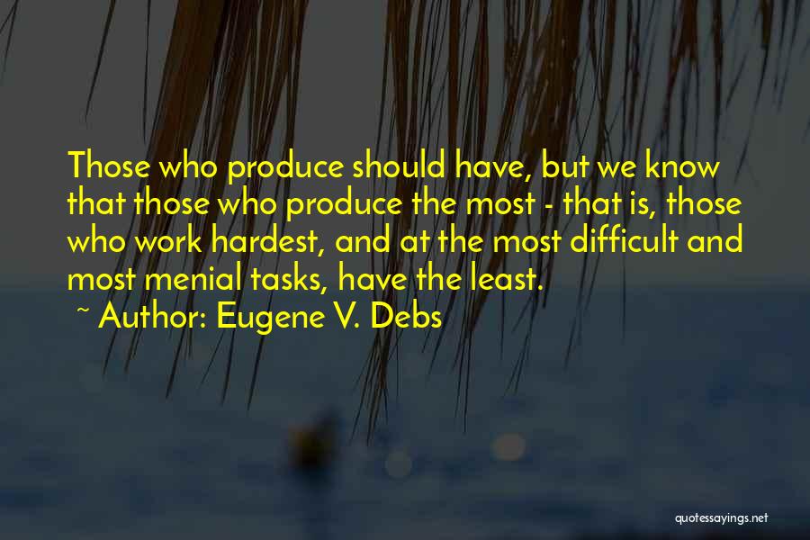 Eugene V. Debs Quotes: Those Who Produce Should Have, But We Know That Those Who Produce The Most - That Is, Those Who Work