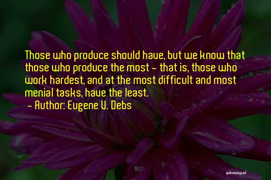Eugene V. Debs Quotes: Those Who Produce Should Have, But We Know That Those Who Produce The Most - That Is, Those Who Work