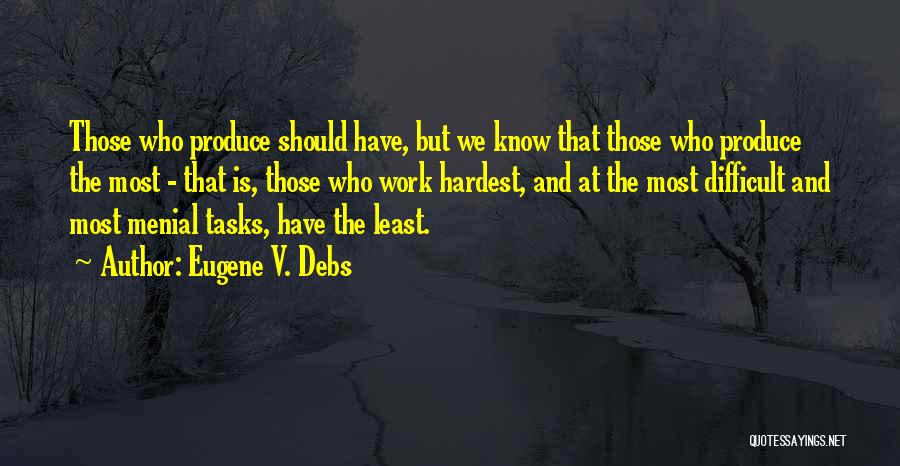 Eugene V. Debs Quotes: Those Who Produce Should Have, But We Know That Those Who Produce The Most - That Is, Those Who Work