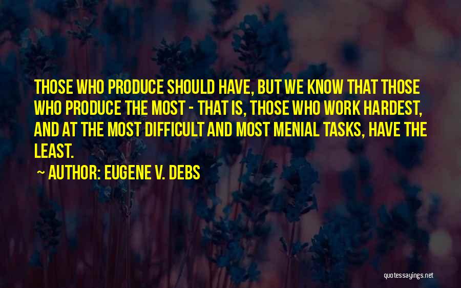 Eugene V. Debs Quotes: Those Who Produce Should Have, But We Know That Those Who Produce The Most - That Is, Those Who Work