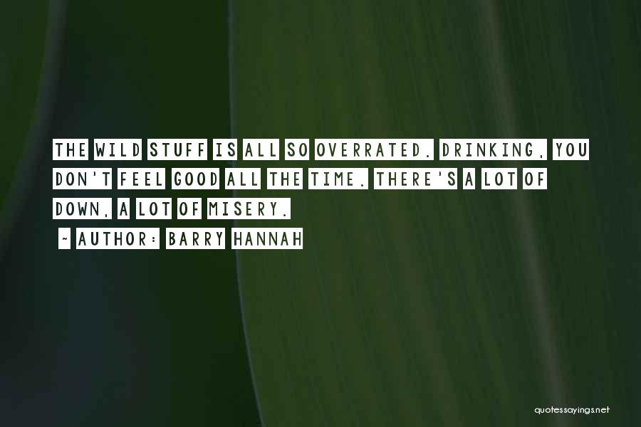 Barry Hannah Quotes: The Wild Stuff Is All So Overrated. Drinking, You Don't Feel Good All The Time. There's A Lot Of Down,