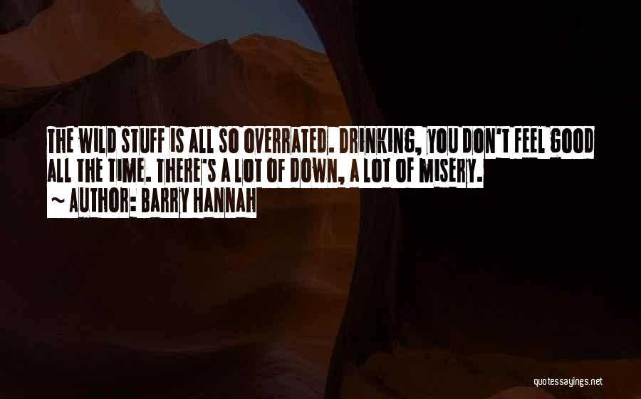 Barry Hannah Quotes: The Wild Stuff Is All So Overrated. Drinking, You Don't Feel Good All The Time. There's A Lot Of Down,
