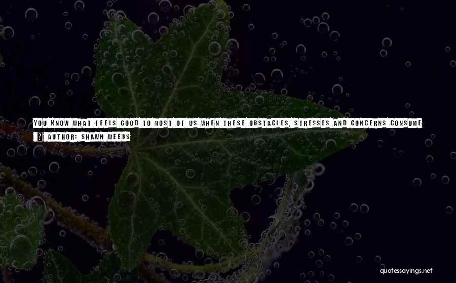 Shawn Weeks Quotes: You Know What Feels Good To Most Of Us When These Obstacles, Stresses And Concerns Consume Us? Eating A Dozen,