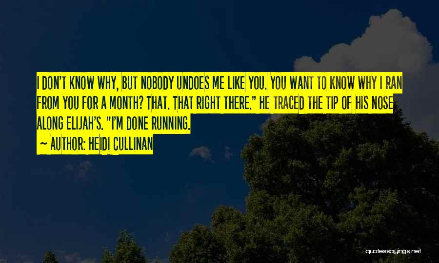 Heidi Cullinan Quotes: I Don't Know Why, But Nobody Undoes Me Like You. You Want To Know Why I Ran From You For