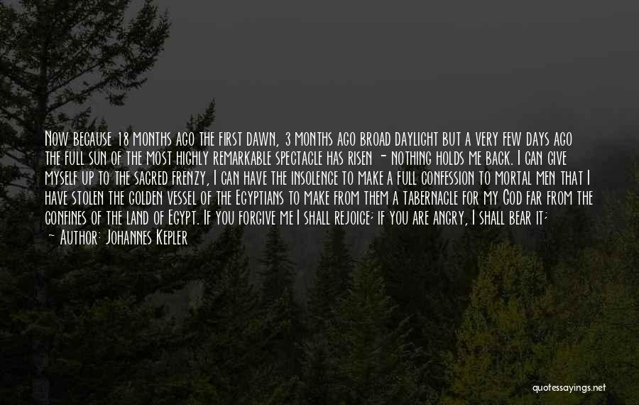 Johannes Kepler Quotes: Now Because 18 Months Ago The First Dawn, 3 Months Ago Broad Daylight But A Very Few Days Ago The