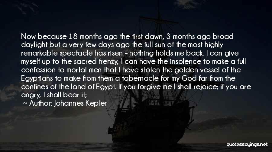 Johannes Kepler Quotes: Now Because 18 Months Ago The First Dawn, 3 Months Ago Broad Daylight But A Very Few Days Ago The