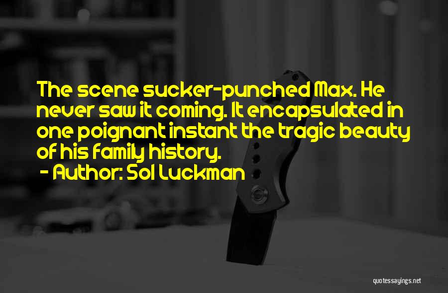 Sol Luckman Quotes: The Scene Sucker-punched Max. He Never Saw It Coming. It Encapsulated In One Poignant Instant The Tragic Beauty Of His