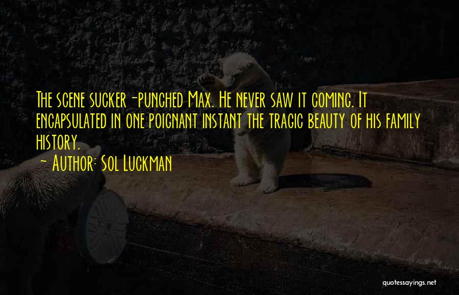 Sol Luckman Quotes: The Scene Sucker-punched Max. He Never Saw It Coming. It Encapsulated In One Poignant Instant The Tragic Beauty Of His