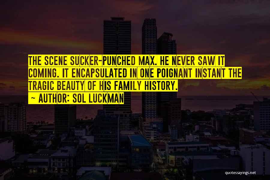Sol Luckman Quotes: The Scene Sucker-punched Max. He Never Saw It Coming. It Encapsulated In One Poignant Instant The Tragic Beauty Of His