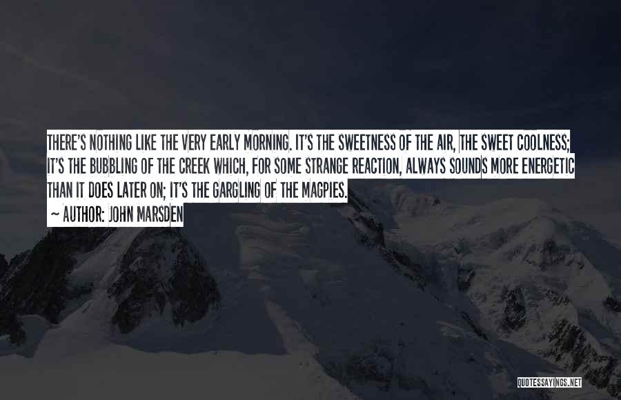 John Marsden Quotes: There's Nothing Like The Very Early Morning. It's The Sweetness Of The Air, The Sweet Coolness; It's The Bubbling Of