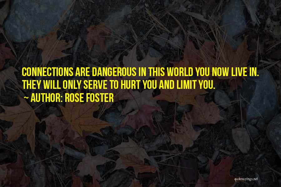 Rose Foster Quotes: Connections Are Dangerous In This World You Now Live In. They Will Only Serve To Hurt You And Limit You.