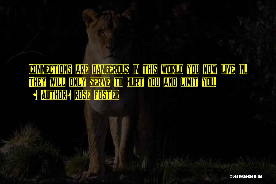 Rose Foster Quotes: Connections Are Dangerous In This World You Now Live In. They Will Only Serve To Hurt You And Limit You.