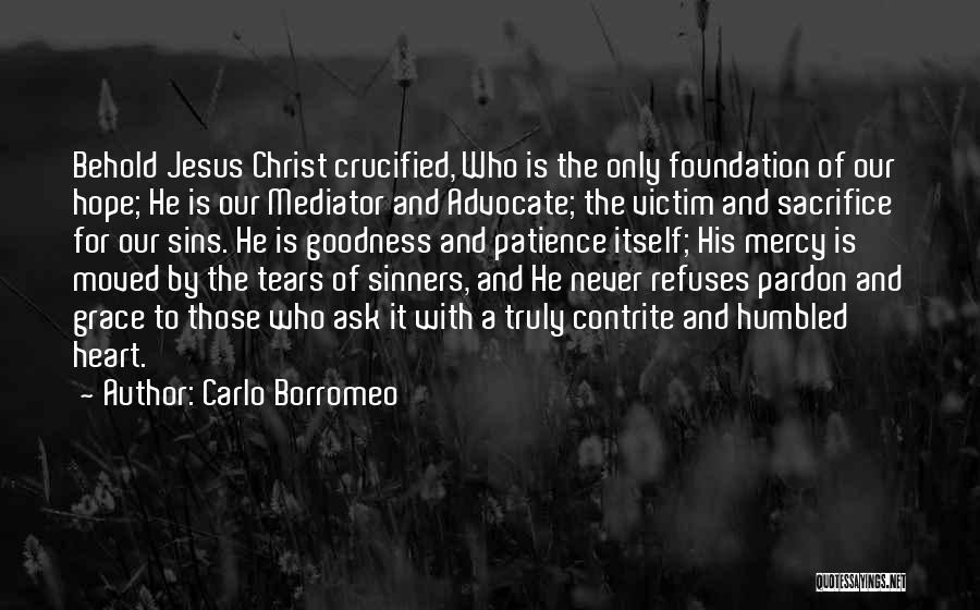 Carlo Borromeo Quotes: Behold Jesus Christ Crucified, Who Is The Only Foundation Of Our Hope; He Is Our Mediator And Advocate; The Victim