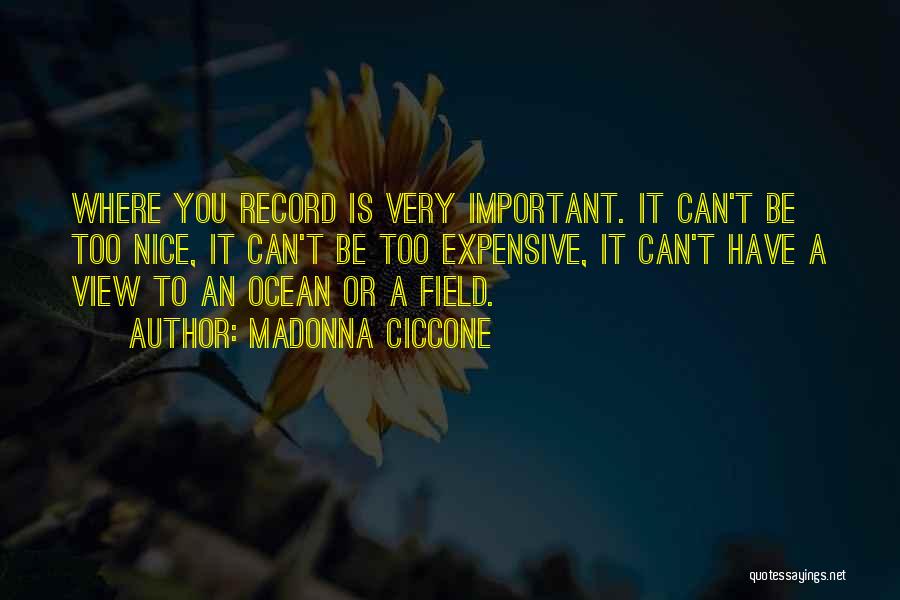 Madonna Ciccone Quotes: Where You Record Is Very Important. It Can't Be Too Nice, It Can't Be Too Expensive, It Can't Have A