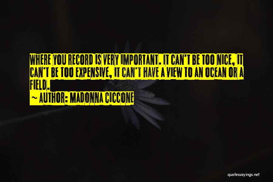 Madonna Ciccone Quotes: Where You Record Is Very Important. It Can't Be Too Nice, It Can't Be Too Expensive, It Can't Have A