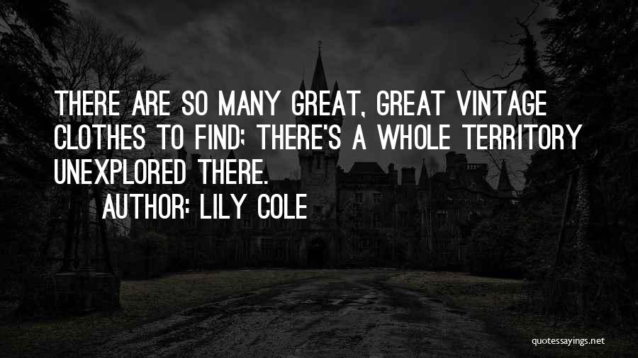 Lily Cole Quotes: There Are So Many Great, Great Vintage Clothes To Find; There's A Whole Territory Unexplored There.