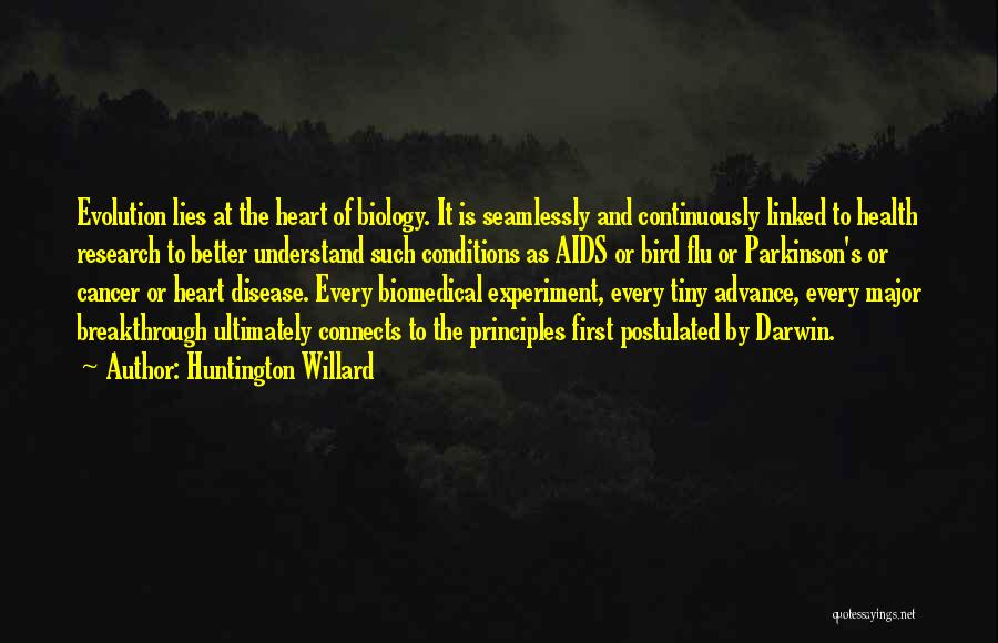 Huntington Willard Quotes: Evolution Lies At The Heart Of Biology. It Is Seamlessly And Continuously Linked To Health Research To Better Understand Such