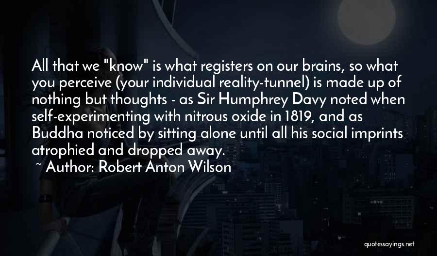 Robert Anton Wilson Quotes: All That We Know Is What Registers On Our Brains, So What You Perceive (your Individual Reality-tunnel) Is Made Up