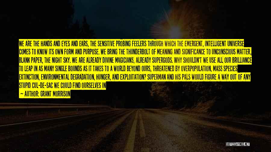 Grant Morrison Quotes: We Are The Hands And Eyes And Ears, The Sensitive Probing Feelers Through Which The Emergent, Intelligent Universe Comes To