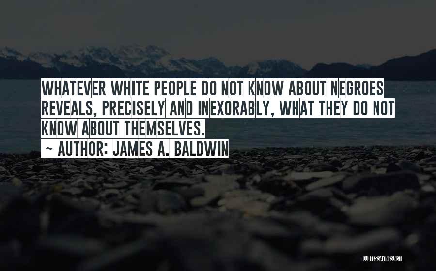 James A. Baldwin Quotes: Whatever White People Do Not Know About Negroes Reveals, Precisely And Inexorably, What They Do Not Know About Themselves.