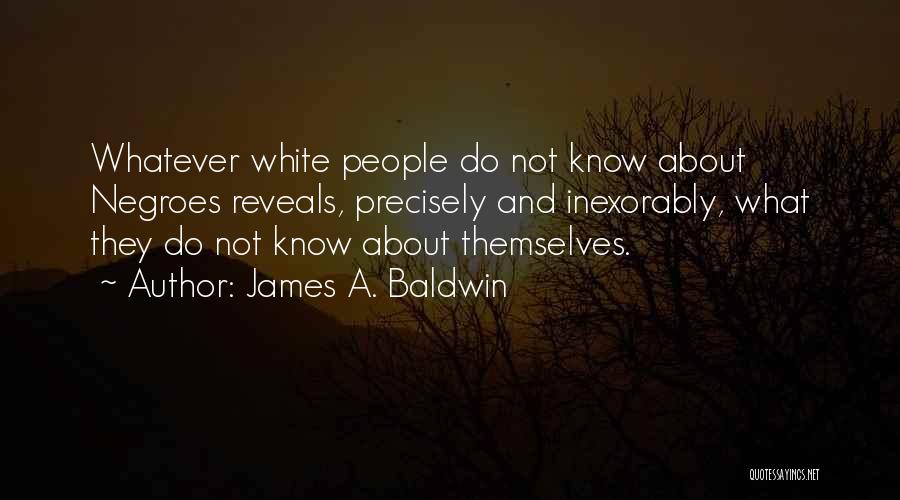 James A. Baldwin Quotes: Whatever White People Do Not Know About Negroes Reveals, Precisely And Inexorably, What They Do Not Know About Themselves.