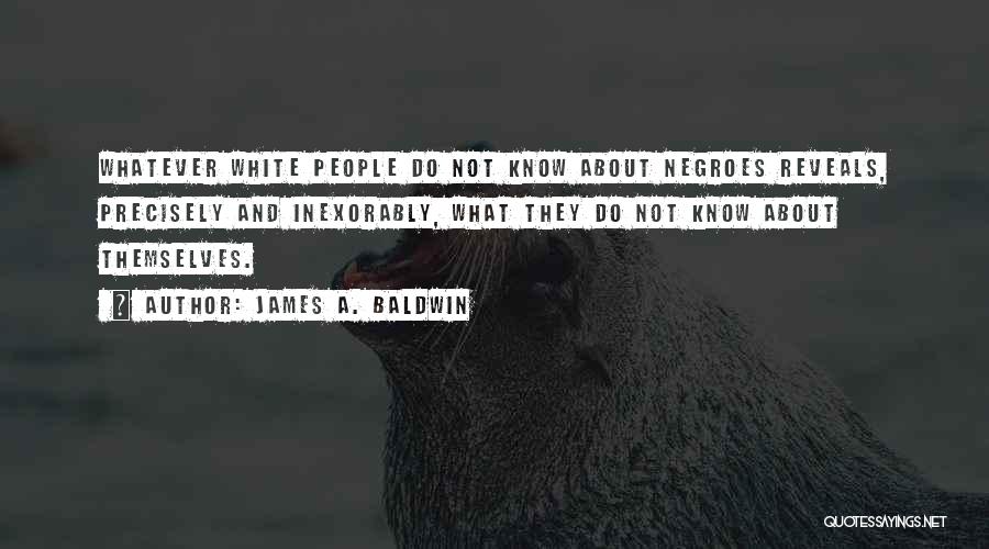 James A. Baldwin Quotes: Whatever White People Do Not Know About Negroes Reveals, Precisely And Inexorably, What They Do Not Know About Themselves.