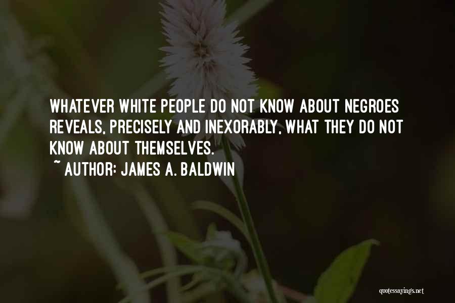 James A. Baldwin Quotes: Whatever White People Do Not Know About Negroes Reveals, Precisely And Inexorably, What They Do Not Know About Themselves.