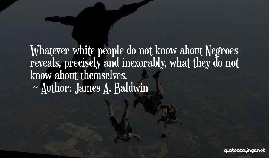 James A. Baldwin Quotes: Whatever White People Do Not Know About Negroes Reveals, Precisely And Inexorably, What They Do Not Know About Themselves.