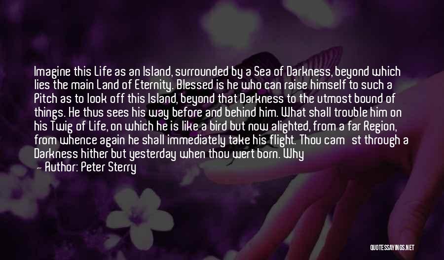 Peter Sterry Quotes: Imagine This Life As An Island, Surrounded By A Sea Of Darkness, Beyond Which Lies The Main Land Of Eternity.