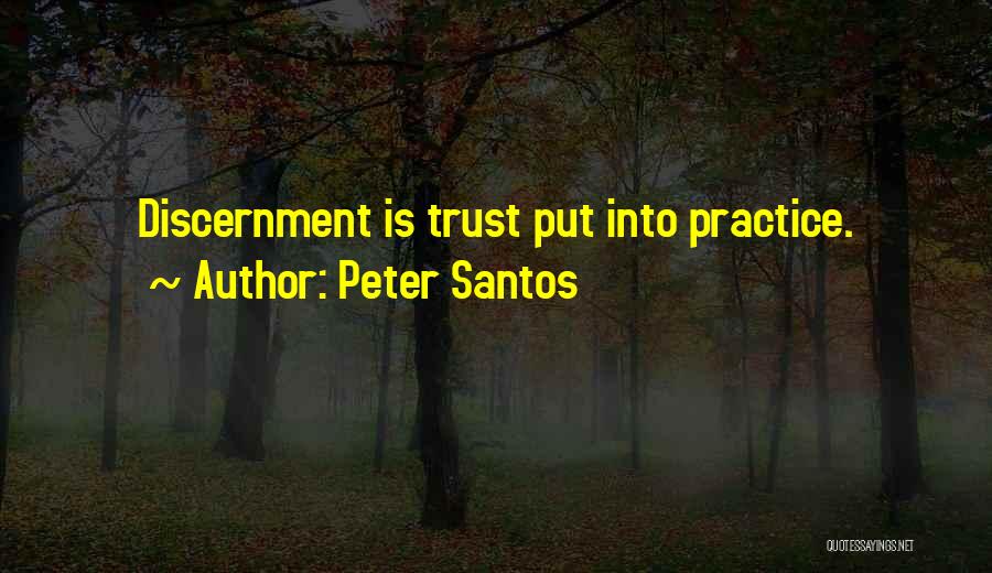 Peter Santos Quotes: Discernment Is Trust Put Into Practice.