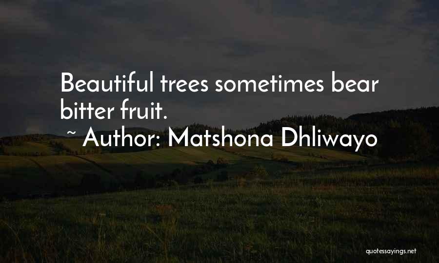 Matshona Dhliwayo Quotes: Beautiful Trees Sometimes Bear Bitter Fruit.