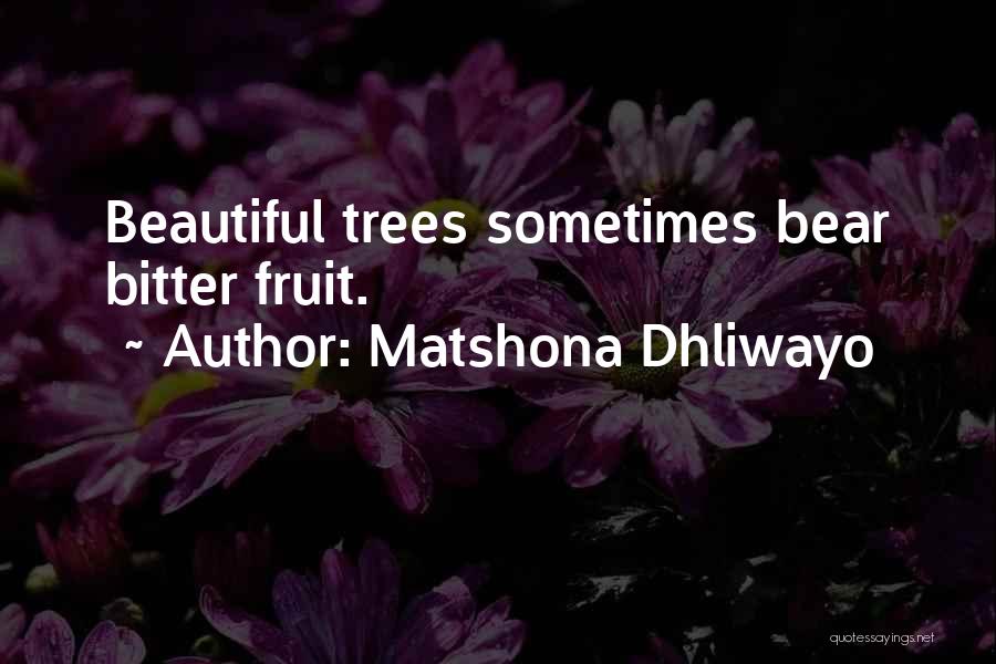 Matshona Dhliwayo Quotes: Beautiful Trees Sometimes Bear Bitter Fruit.