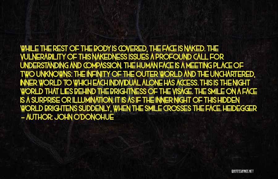 John O'Donohue Quotes: While The Rest Of The Body Is Covered, The Face Is Naked. The Vulnerability Of This Nakedness Issues A Profound