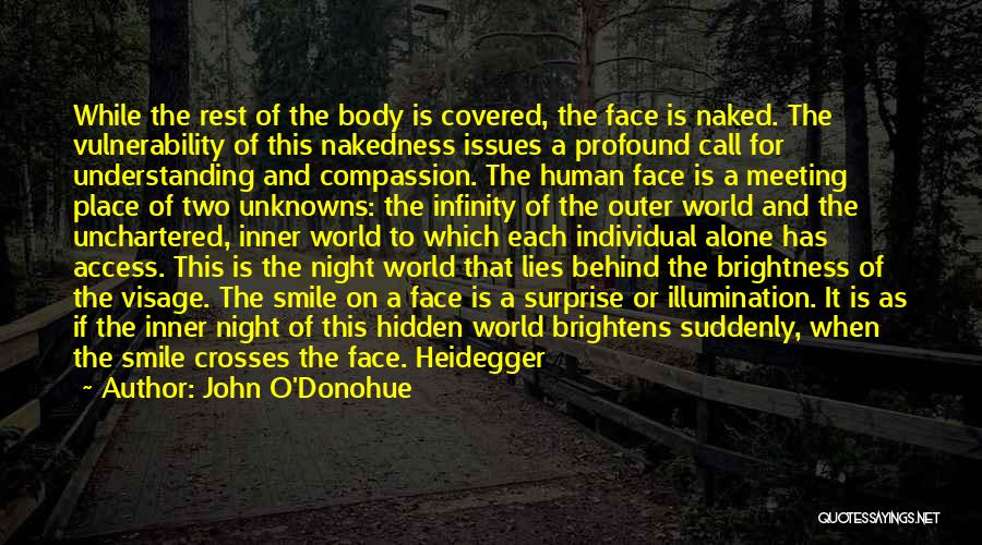 John O'Donohue Quotes: While The Rest Of The Body Is Covered, The Face Is Naked. The Vulnerability Of This Nakedness Issues A Profound