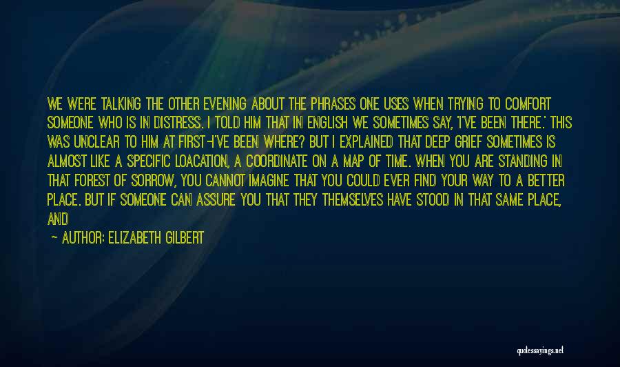 Elizabeth Gilbert Quotes: We Were Talking The Other Evening About The Phrases One Uses When Trying To Comfort Someone Who Is In Distress.