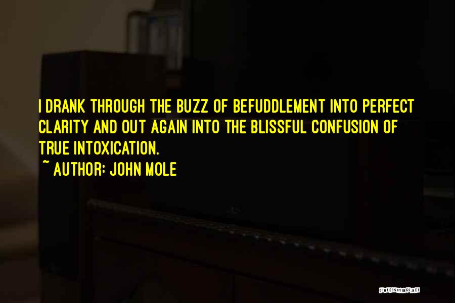 John Mole Quotes: I Drank Through The Buzz Of Befuddlement Into Perfect Clarity And Out Again Into The Blissful Confusion Of True Intoxication.