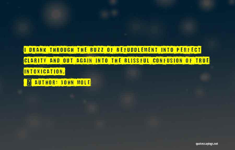 John Mole Quotes: I Drank Through The Buzz Of Befuddlement Into Perfect Clarity And Out Again Into The Blissful Confusion Of True Intoxication.