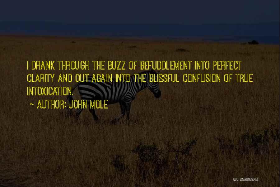 John Mole Quotes: I Drank Through The Buzz Of Befuddlement Into Perfect Clarity And Out Again Into The Blissful Confusion Of True Intoxication.