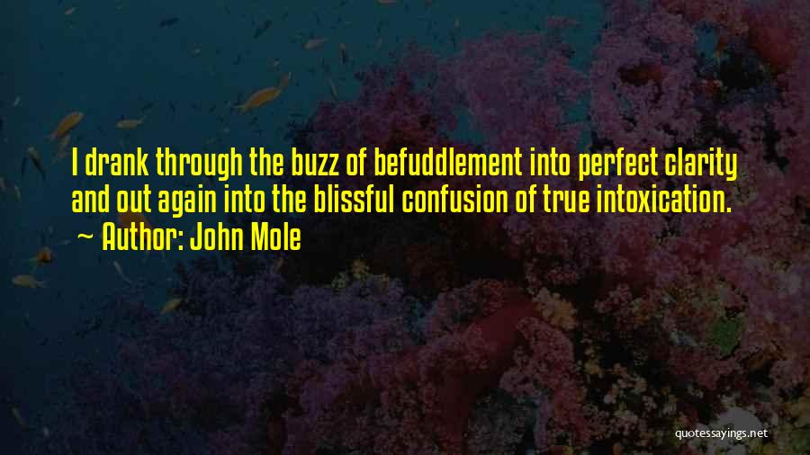 John Mole Quotes: I Drank Through The Buzz Of Befuddlement Into Perfect Clarity And Out Again Into The Blissful Confusion Of True Intoxication.