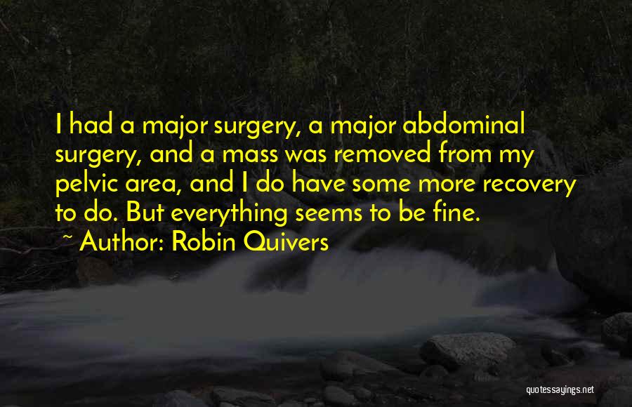 Robin Quivers Quotes: I Had A Major Surgery, A Major Abdominal Surgery, And A Mass Was Removed From My Pelvic Area, And I