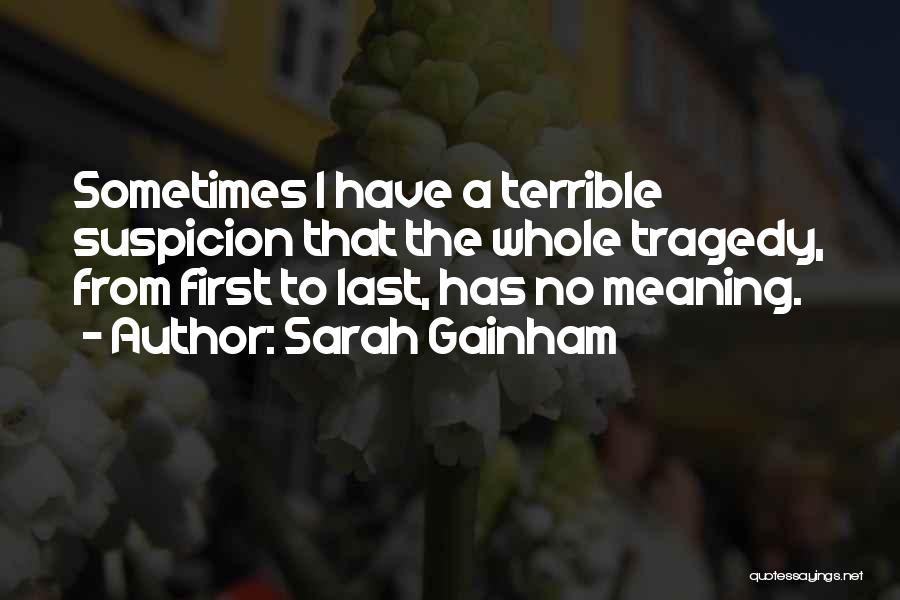 Sarah Gainham Quotes: Sometimes I Have A Terrible Suspicion That The Whole Tragedy, From First To Last, Has No Meaning.