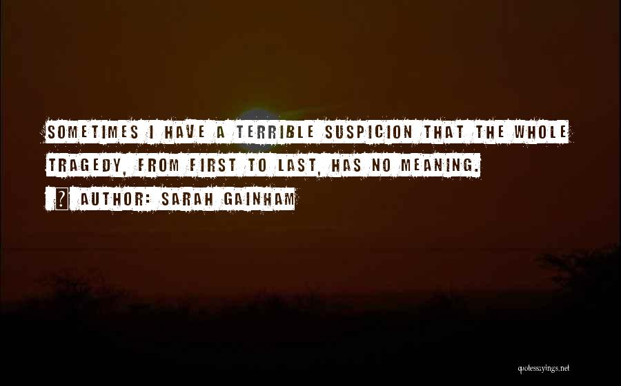 Sarah Gainham Quotes: Sometimes I Have A Terrible Suspicion That The Whole Tragedy, From First To Last, Has No Meaning.