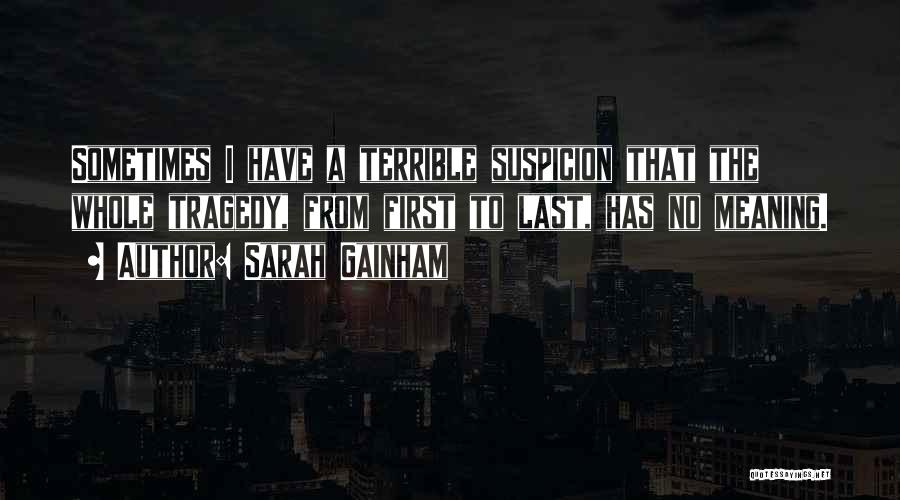 Sarah Gainham Quotes: Sometimes I Have A Terrible Suspicion That The Whole Tragedy, From First To Last, Has No Meaning.