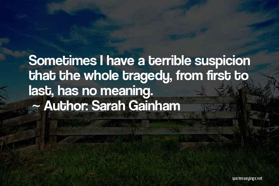 Sarah Gainham Quotes: Sometimes I Have A Terrible Suspicion That The Whole Tragedy, From First To Last, Has No Meaning.